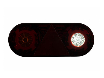 Lampa zespolona tylna z trójkątem odblask. HOR 105, STELLA, diodowa 12/24 V, lewa (6-funkcyjna, przewód okrągły 6x0,5 mm2, długość 2 m)